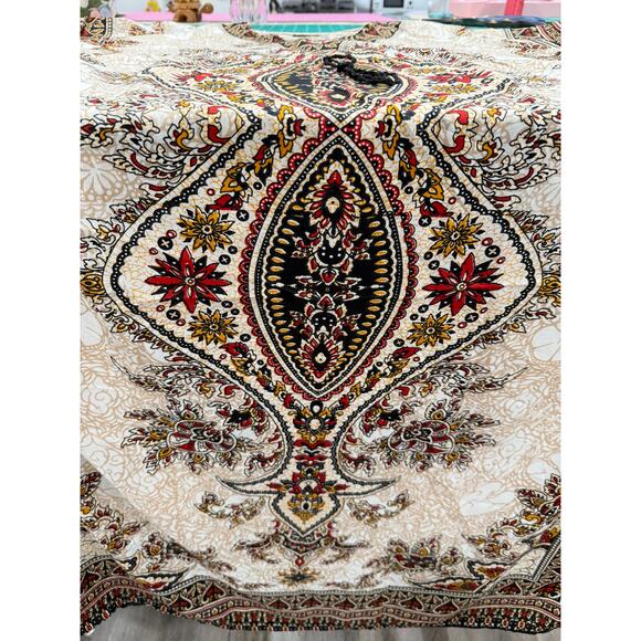 East Link Kaftan Maxi Dress 52 Beige Black Red Paisley Boho Kimono Tunic Lounge - Picture 9 of 9